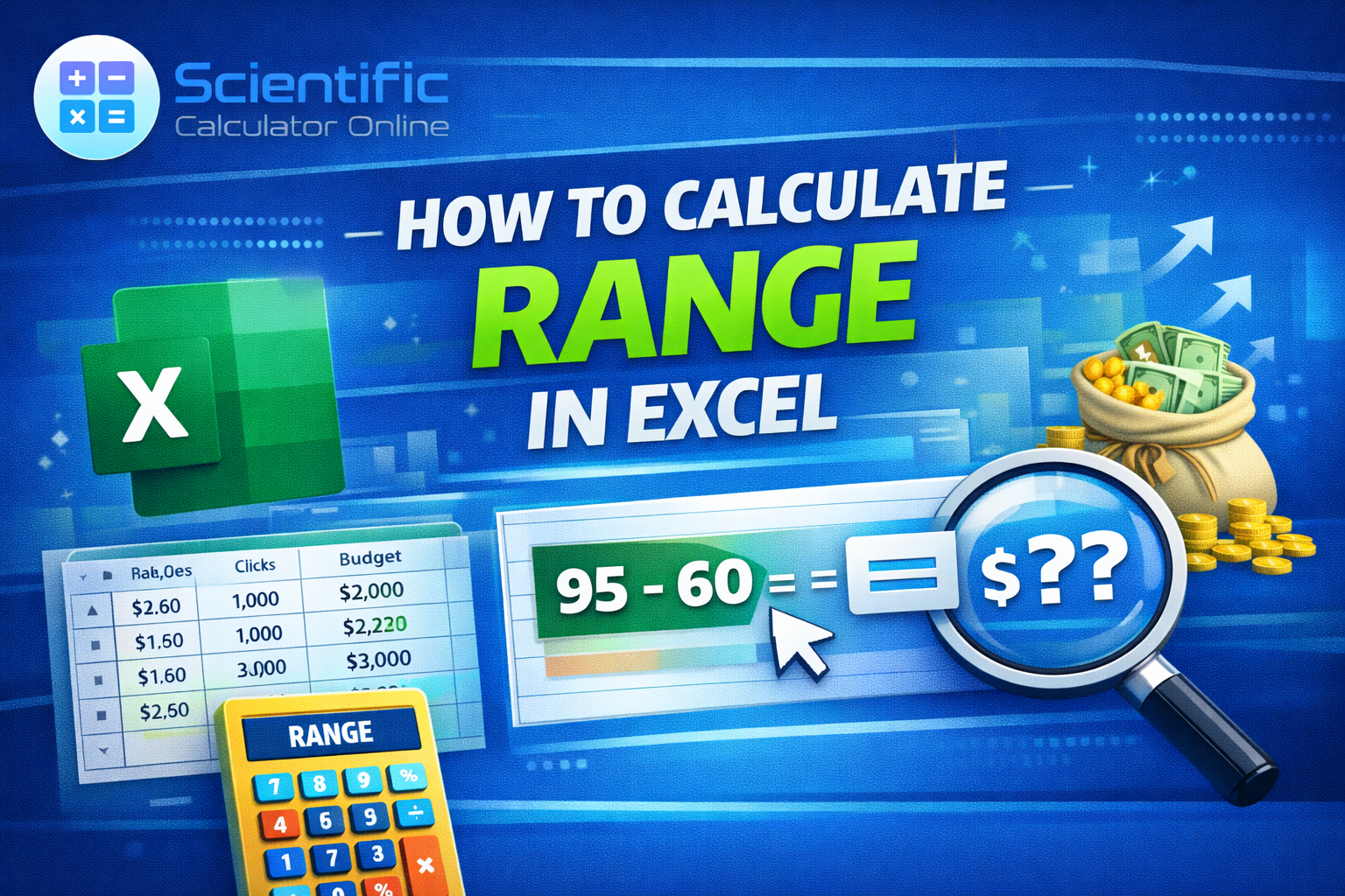 how to calculate range in excel
